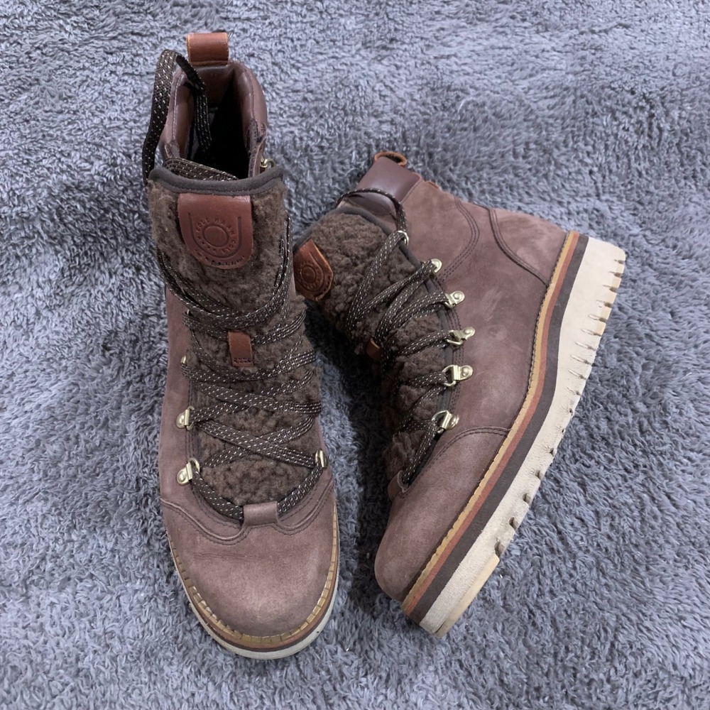 Cole Haan Zerogrand Hiker Boots Brown Faux Shearling W22586 Womens 6.5B